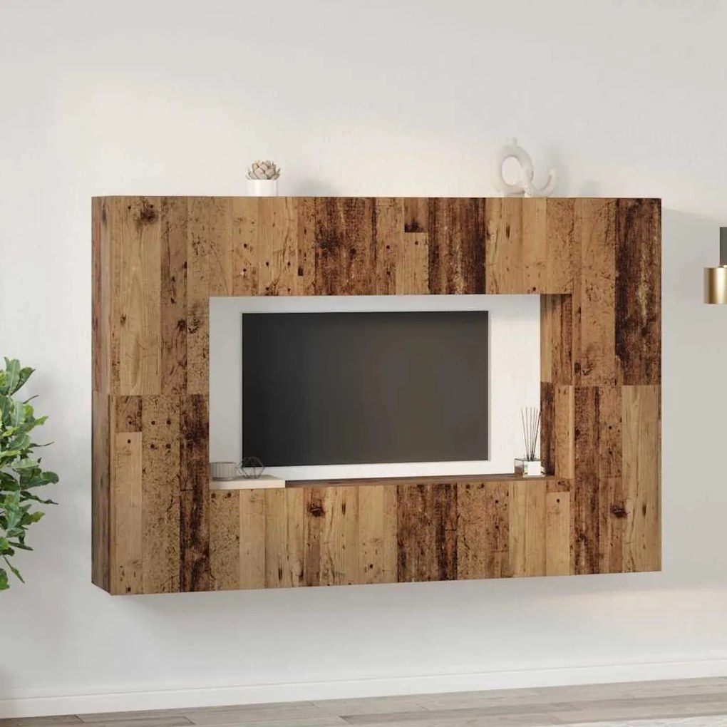 vidaXL Σετ επίπλου τηλεόρασης 8 pcs Παλαιό ξύλο 60 x 30 x 30 cm