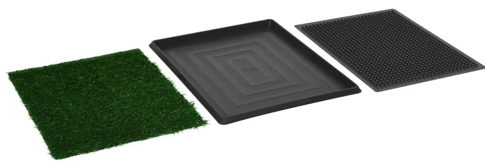 vidaXL Τουαλέτα για Κατοικίδιο Πράσινη 64x51x3 εκ. με Δίσκο/Συνθ. Χλόη