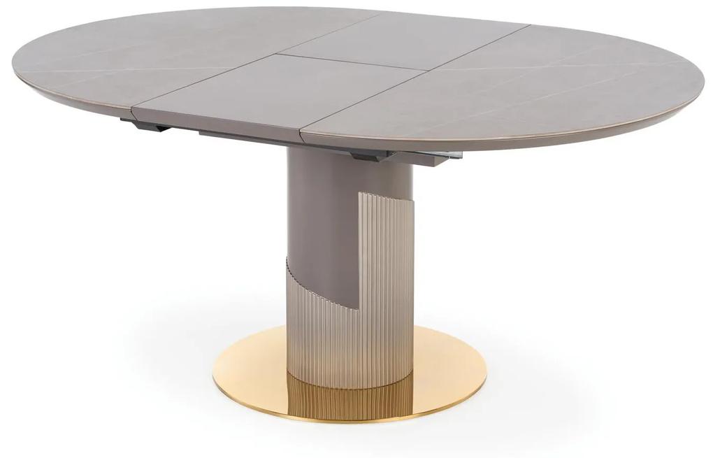 Τραπέζι Houston 1533, Ανοιχτό γκρι, Χρυσό, Γκρι μάρμαρο, 76cm, 95 kg, Επιμήκυνση, Ινοσανίδες μέσης πυκνότητας, Κεραμικός, Πλαστική ύλη, Μέταλλο