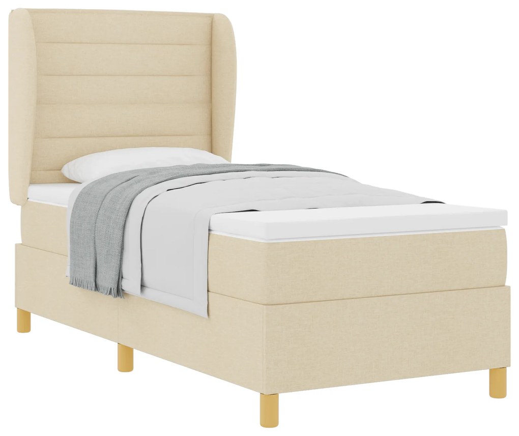 vidaXL Κρεβάτι με ελατήρια και ματRESS Κρεμ 90x200 cm Υφασμα