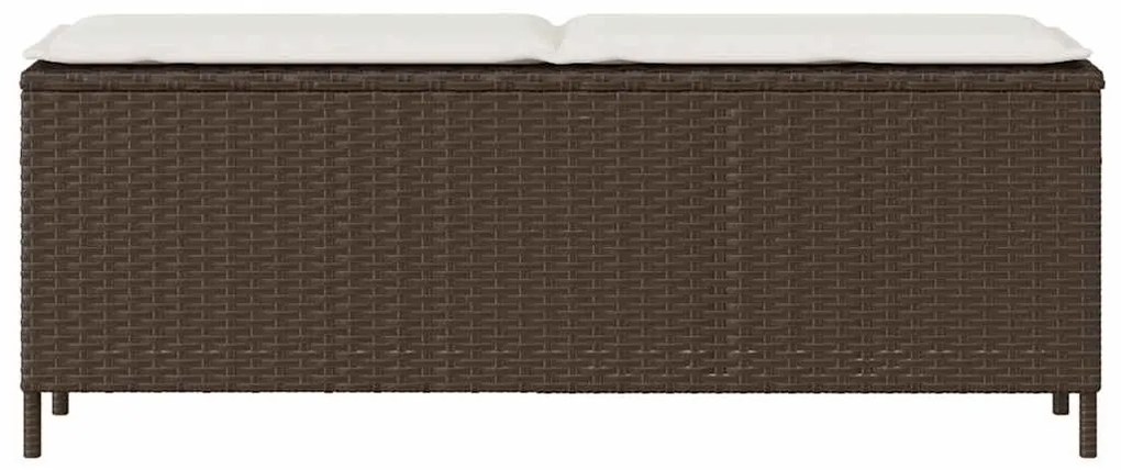 vidaXL Πάγκος κήπου με μαξιλάρι γκρι 110x30x40,5 cm Poly Rattan