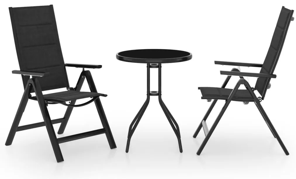 vidaXL Σετ Επίπλων Mπιστρό 3 Τεμαχίων Μαύρο / Ανθρακί