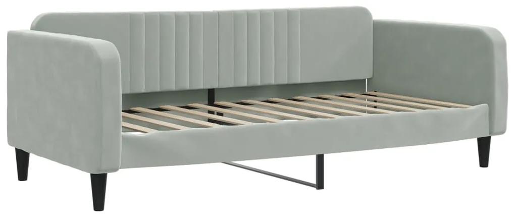 vidaXL Καναπές Κρεβάτι με Στρώμα Ανοιχτό Γκρι 100 x 200 εκ. Βελούδινος