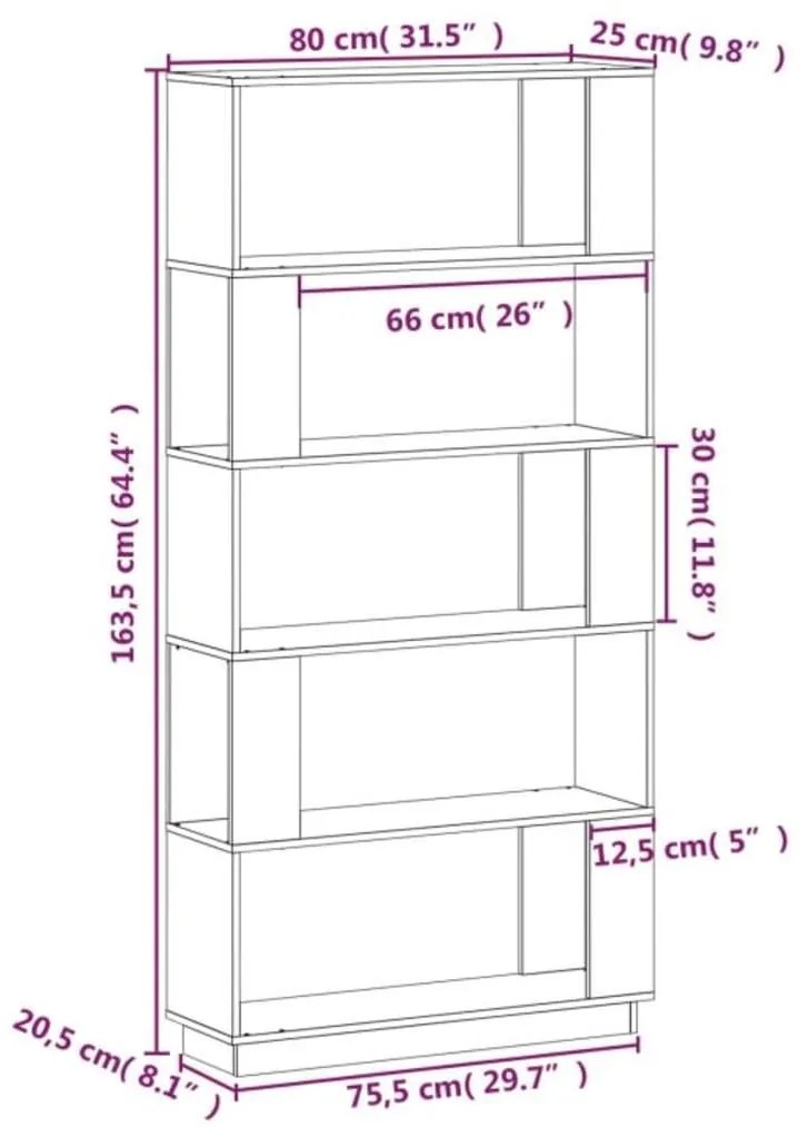 Βιβλιοθήκη/Διαχωριστικό Χώρου Γκρι 80x25x163,5 εκ. Μασίφ Πεύκο - Γκρι