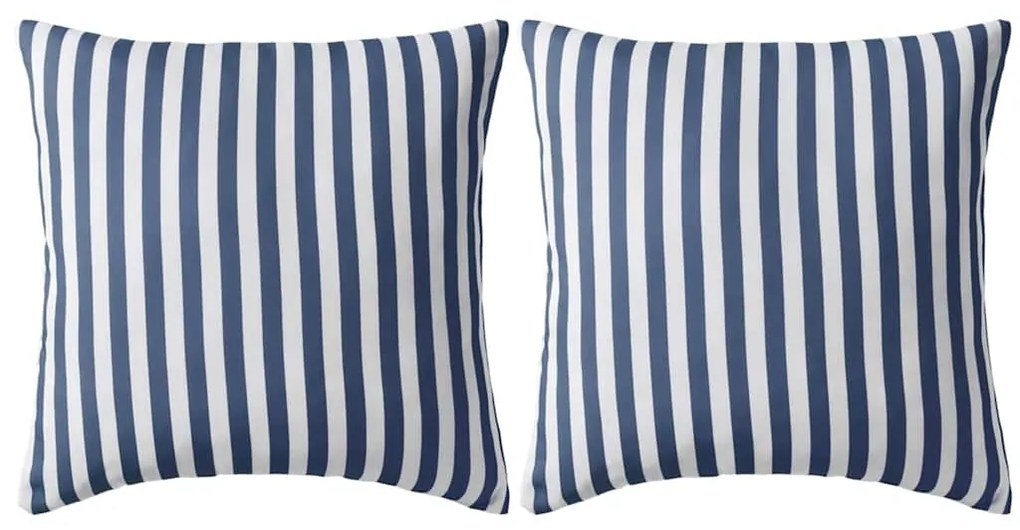vidaXL Μαξιλάρια Εξωτερικού Χώρου 2 τεμ. Ριγέ Ναυτικό Μπλε 45 x 45 εκ.