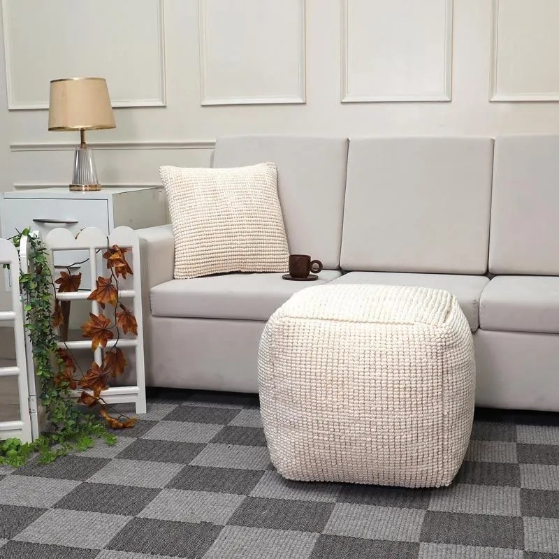 Πούφ Σκαμπό FL822 Fylliana Τετράγωνο Ivory 45x45x45εκ. 45x45x45 εκ.