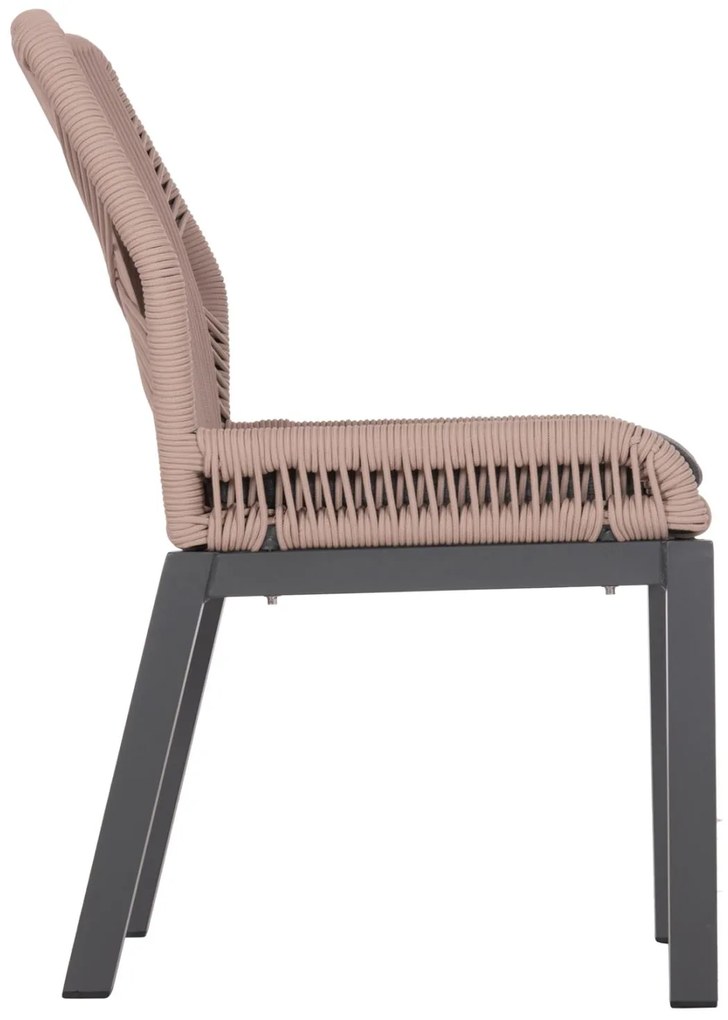 Καρέκλα HOWARD C5547.12 Αλουμίνιο Ανθρακί με Σχοινί και Μαξιλάρι Μπέζ 55,5x60x84,5Υ εκ. 4αδα 55.5x60x84.5 εκ.