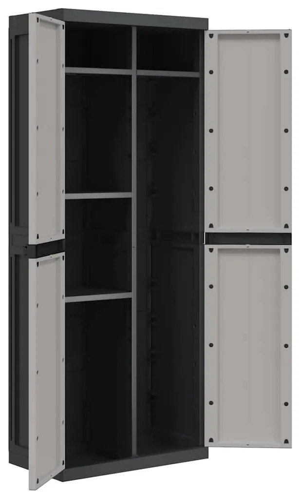 vidaXL Ντουλάπι Αποθ. Εξ. Χώρου Γκρι/Μαύρο 65x37x165εκ. Πολυπροπυλένιο
