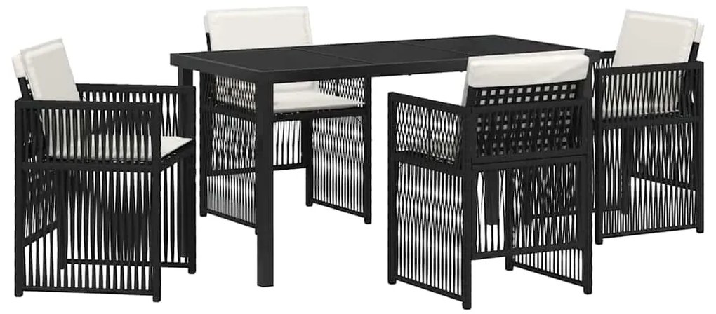 vidaXL Σέτ φαγητού για κήπο 5 pcs Μαύρο Πολυ ράταν
