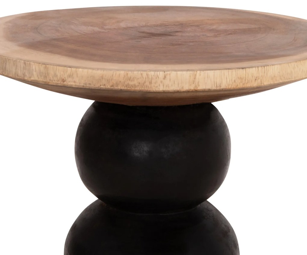 ΒΟΗΘΗΤΙΚΟ ΤΡΑΠΕΖΑΚΙ ΣΤΡΟΓΓΥΛΟ JACKY HM9890 SUAR ΞΥΛΟ ΦΥΣΙΚΟ & ΜΑΥΡΟ Φ40x45,5Υεκ.