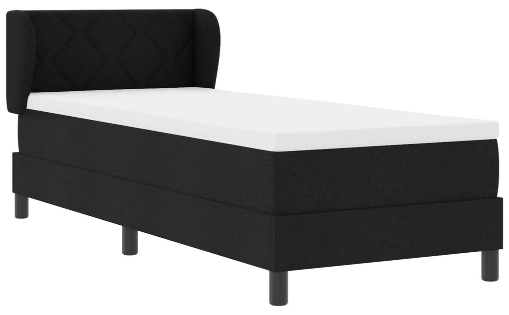 vidaXL Κρεβάτι Box Spring  με Στρώμα Μαύρο 80x200 εκ. Υφασμα