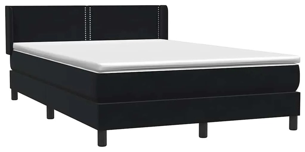 vidaXL Box Spring Κρεβάτι με στρώμα Μαύρο 140x220 cm Βελούδινο