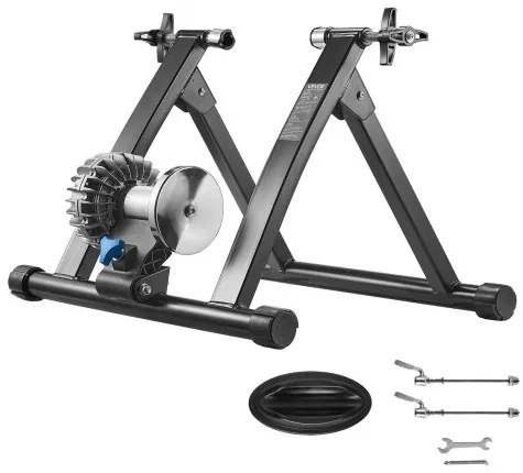 VEVOR Bike Trainer, 660.4-736.6 mm & 700C Wheels, Foldable Fluid Bicycle Stationary Trainer Stand for Indoor Exercise Riding with Quick Release Skewer & Front Wheel Riser Block, Fits Road Bikes, Black