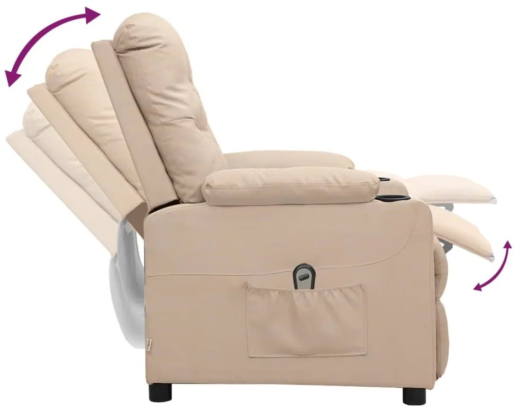 vidaXL Πολυθρόνα Ανακλινόμενη Ηλεκτρική Κρεμ Υφασμάτινη