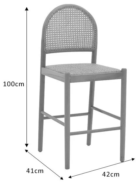 Σκαμπό μπαρ Alessia ξύλο οξιάς-rattan φυσικό-έδρα φυσικό 42x41x100εκ 42x41x100 εκ.
