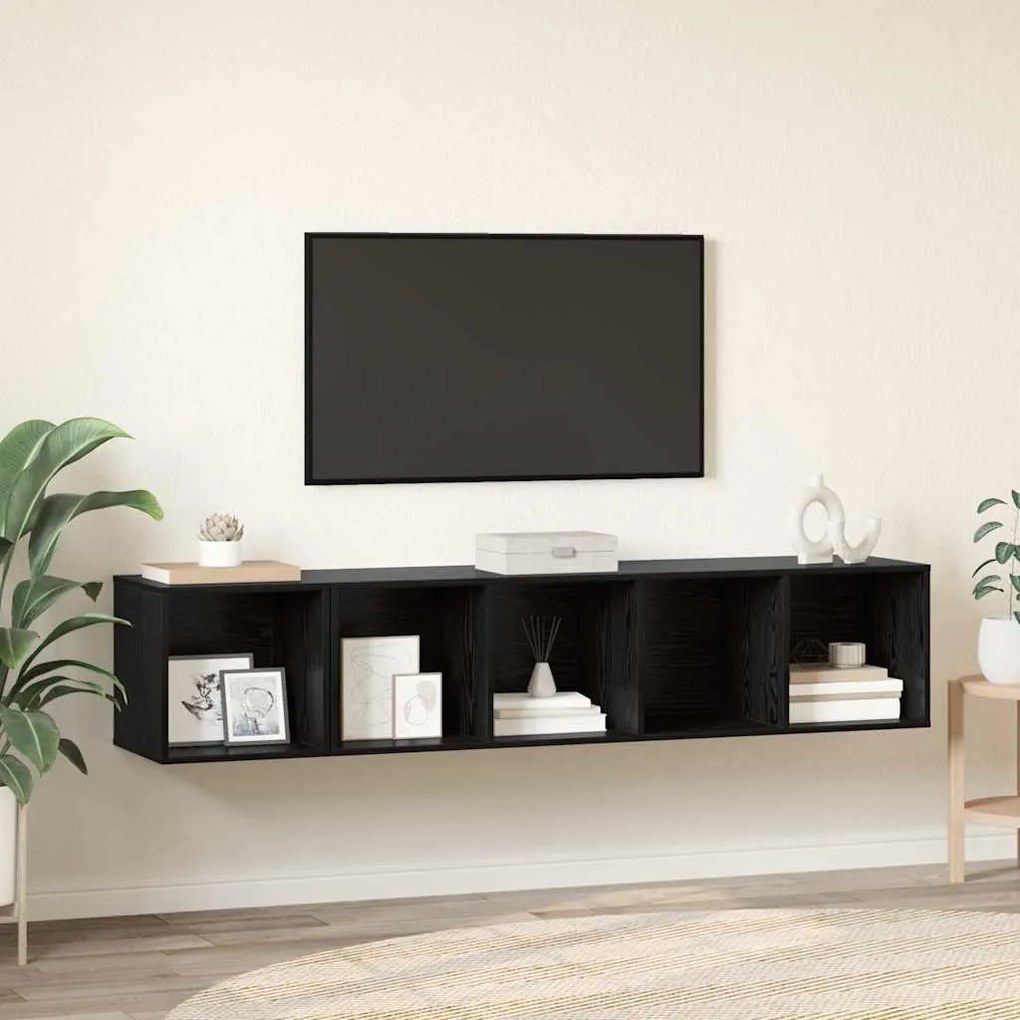 vidaXL 2 pcs Μαύρη δρυς 37 x 37 x 142.5 εκ Επεξεργασμένο ξύλο