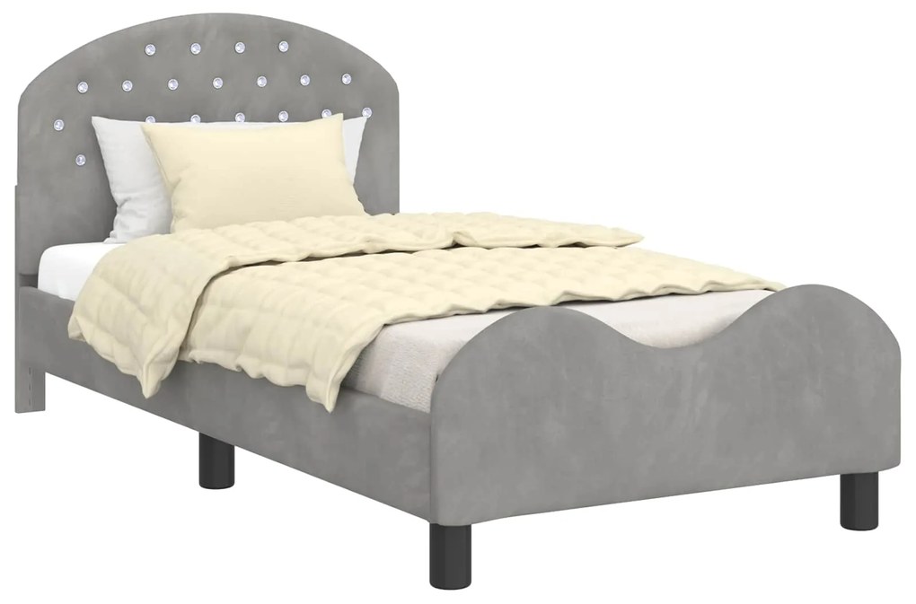 vidaXL Κρεβάτι Παιδικής Κρεβατοκάμαρας με Κεφαλάκι Ανοιχτό γκρι