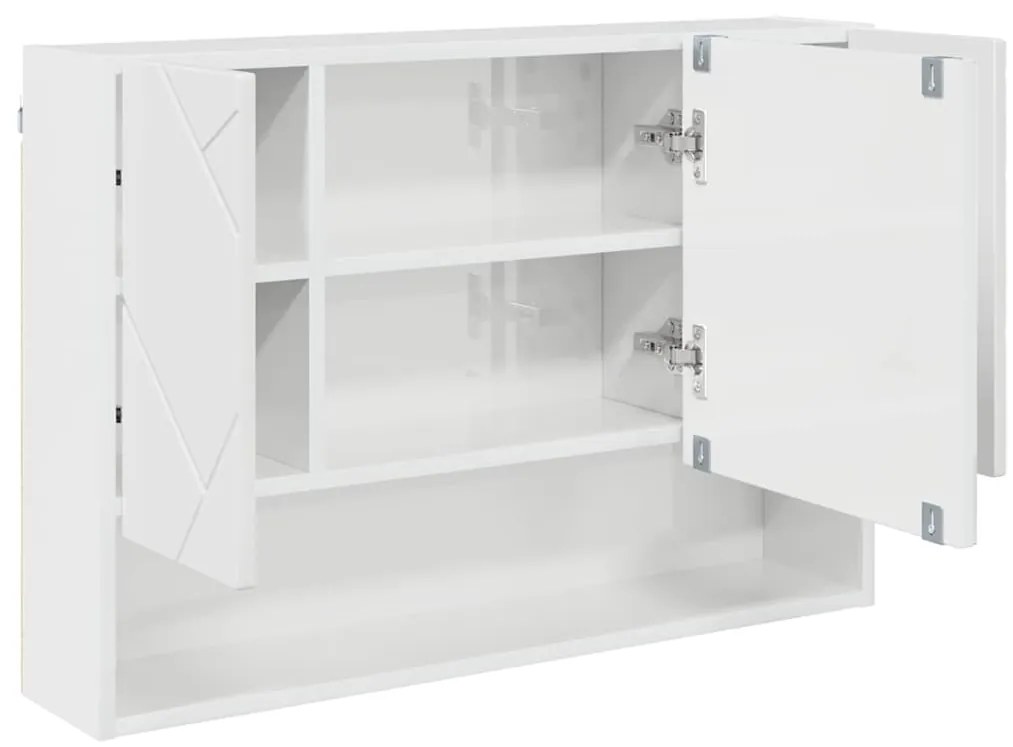 vidaXL Σετ Επίπλων Μπάνιου 3 pcs Γυαλιστερό λευκό 76,5 x 35 x 64 εκ