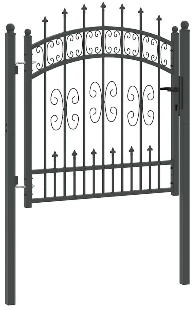 vidaXL Πύλη Φράχτη με Στρογγυλή Κορυφή Γκρι 103 x 100 εκ. Ατσάλι