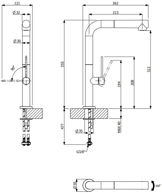 Μπαταρία νεροχύτη Tozo Concrete GR