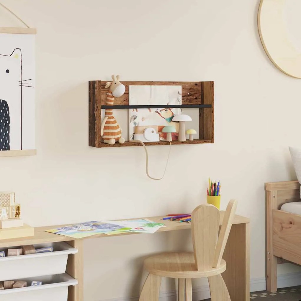 vidaXL Ράφι Περιοδικών Παλιό ξύλο 60 x 12 x 30 εκ Επεξεργασμένο ξύλο