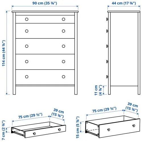 KOPPANG συρταριέρα με 5 συρτάρια, 90x114 cm 404.811.20