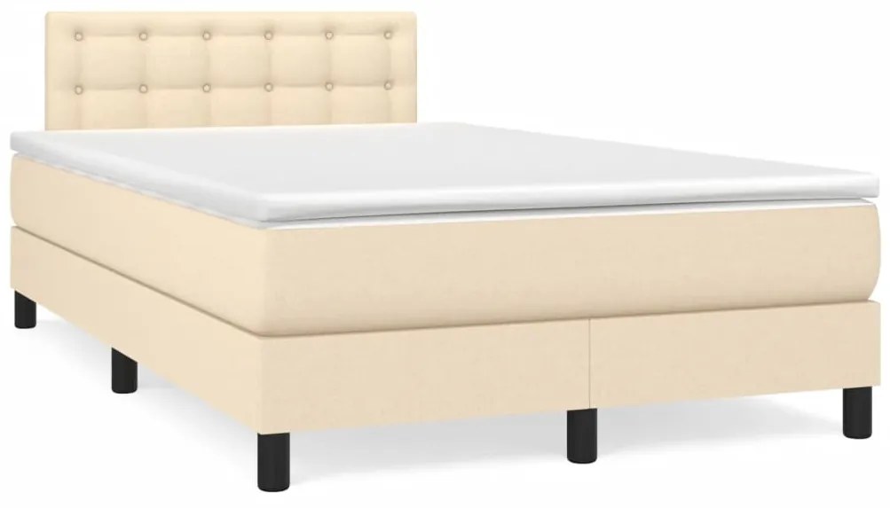 vidaXL Κρεβάτι Boxspring με Στρώμα Κρεμ 120x190 εκ. Υφασμάτινο