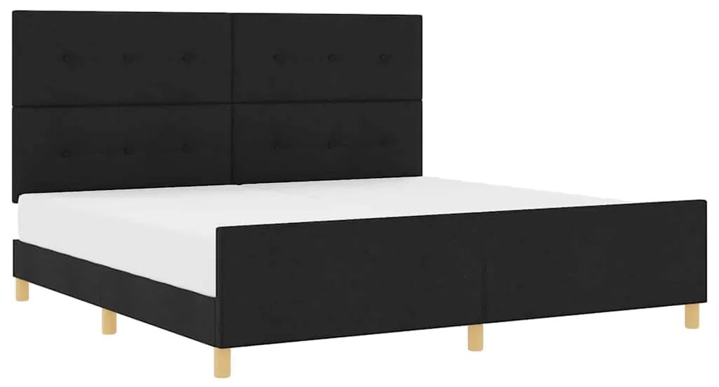 vidaXL Σκελετός Κρεβατιού με κεφαλάρι Μαύρο 200 x 200 cm ύφασμα