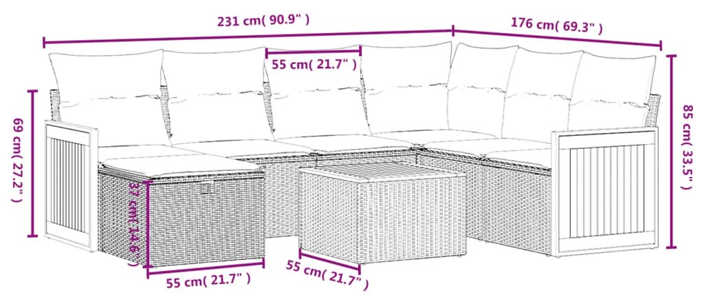 vidaXL Σαλόνι Κήπου 8 Τεμαχίων Μαύρο από Συνθετικό Ρατάν με Μαξιλάρια