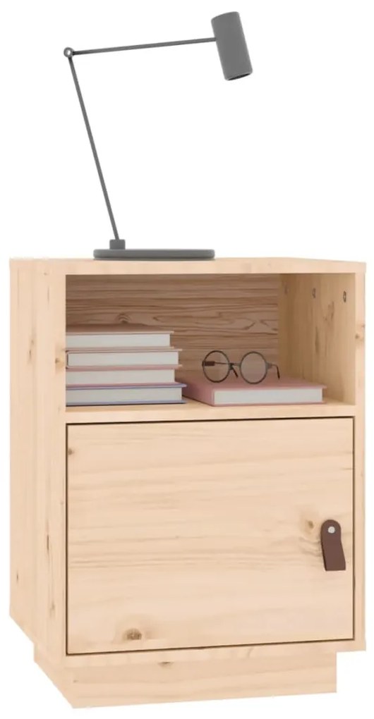 vidaXL Κομοδίνο Λευκό 40 x 34 x 55 εκ. από Μασίφ Ξύλο Πεύκου