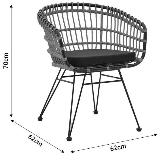 Σαλόνι Naoki σετ 4 τμχ φυσικό pe rattan-μαύρο μέταλλο-γυαλί 148x70x72εκ 148x70x72 εκ.