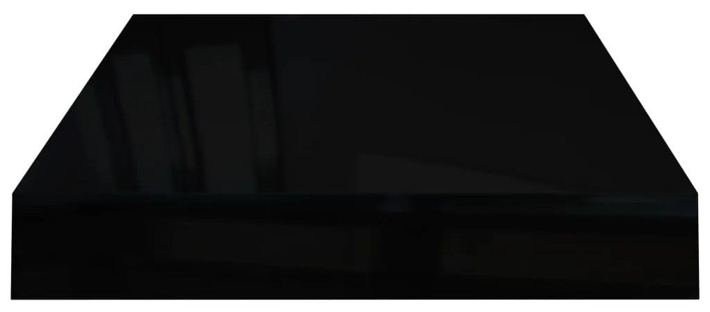 Ράφια Τοίχου Γυαλιστερά Μαύρα 2 Τεμάχια 40x23x3,8 εκ. MDF 323764