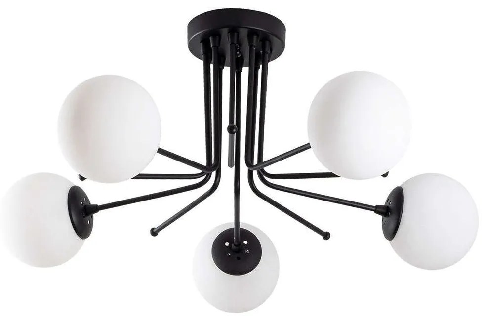 Φωτιστικό Οροφής - Πλαφονιέρα Daisy 521SHN3437 80x80x34cm 5xE27 40W Black-White Opviq