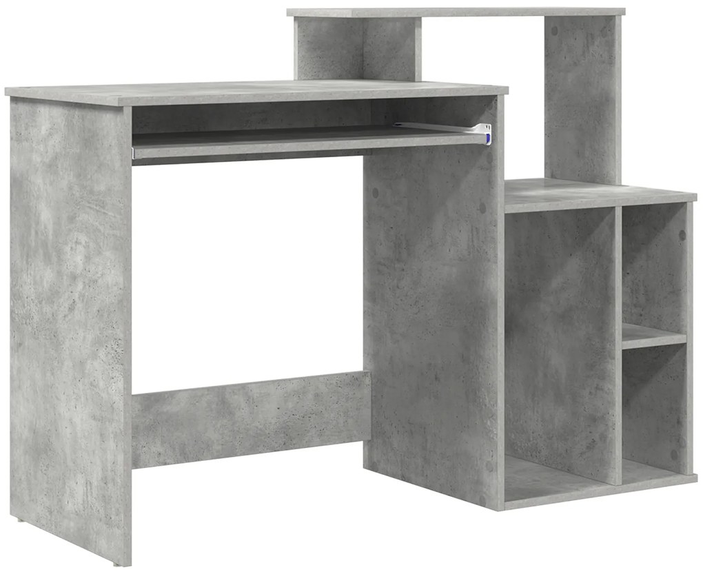 vidaXL Γραφείο με Αποθήκευση Γκρι Σκυρόδεμα 120.5x44x88.5 cm Επεξεργασμένο Ξύλο