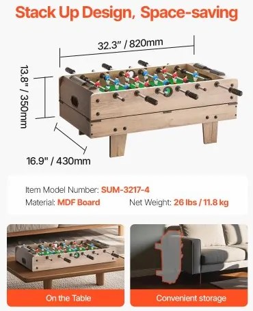 VEVOR 82cm Air Hockey Table 4-in-1 Combo Game Table Foosball Ping Pong Billiard
