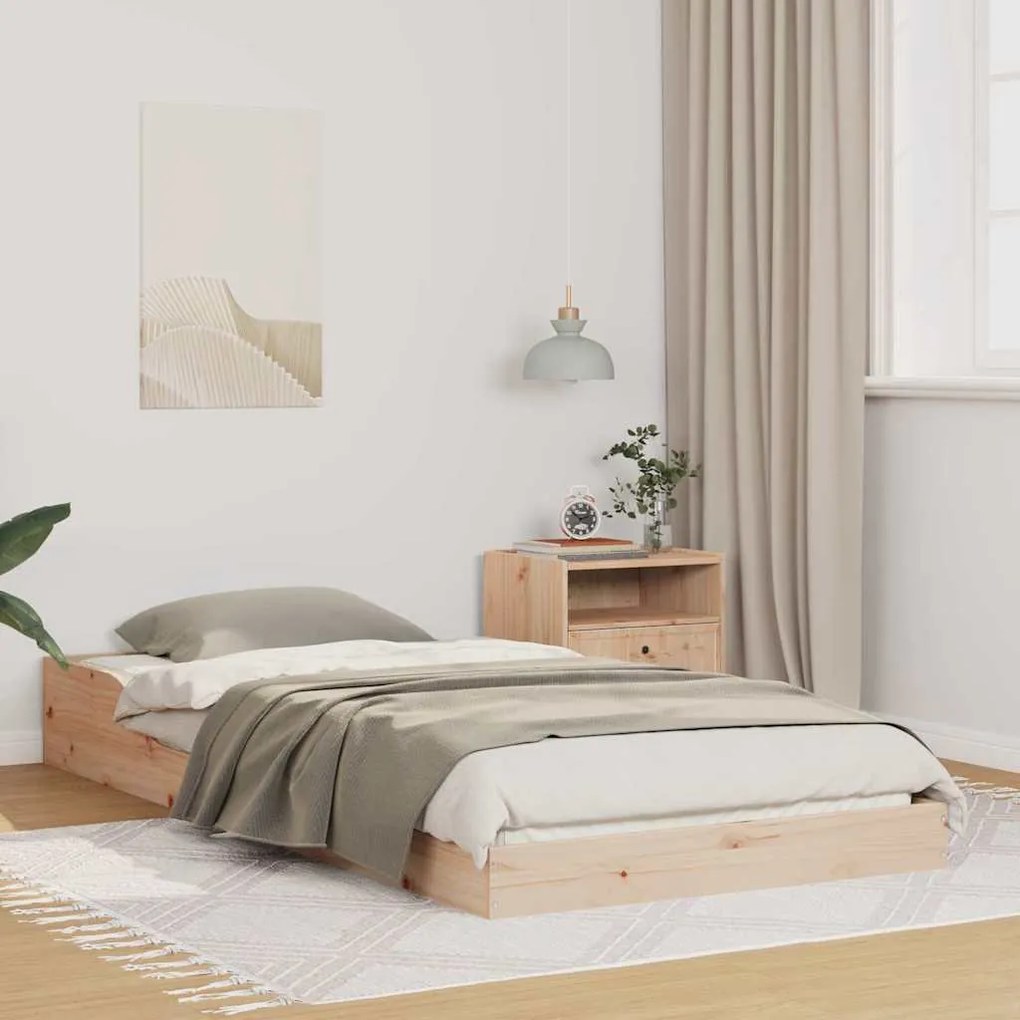 vidaXL Σκελετός Κρεβατιού Καφέ 80 x 220 cm Μασίφ ξύλο πεύκου