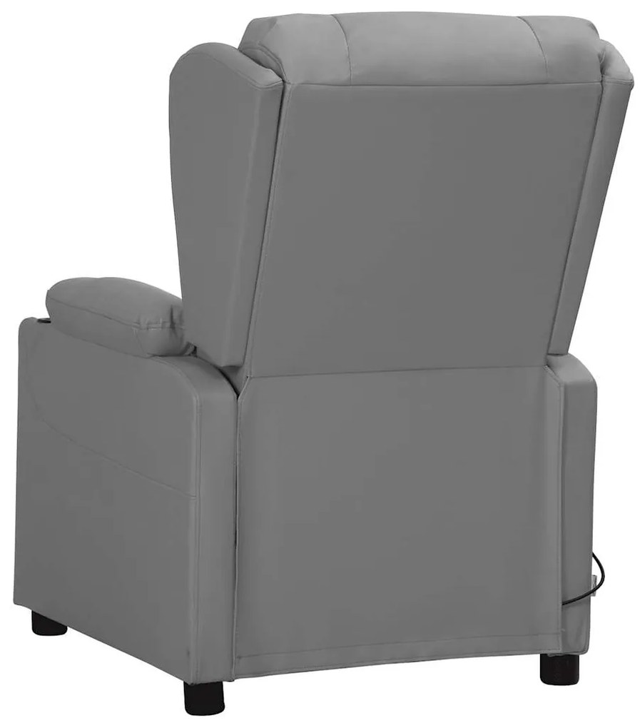 vidaXL Πολυθρόνα Μασάζ Ανακλινόμενη Γκρι Συνθετικό Δέρμα