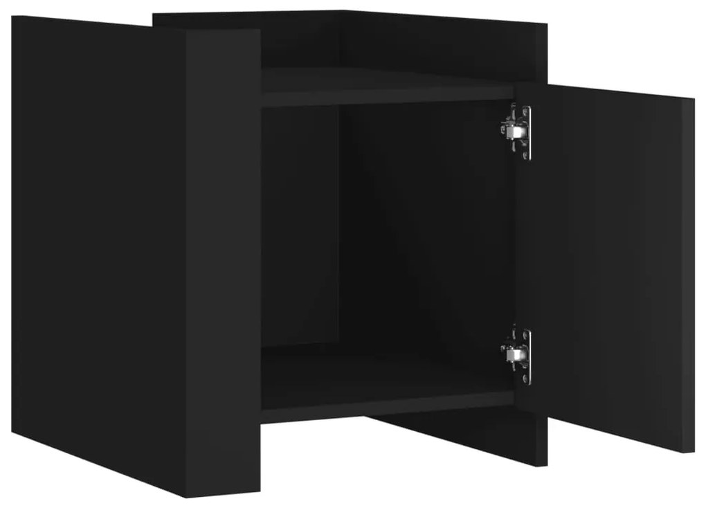 vidaXL Κομοδίνο Μαύρο 45x50x50 εκ. από Επεξεργασμένο Ξύλο