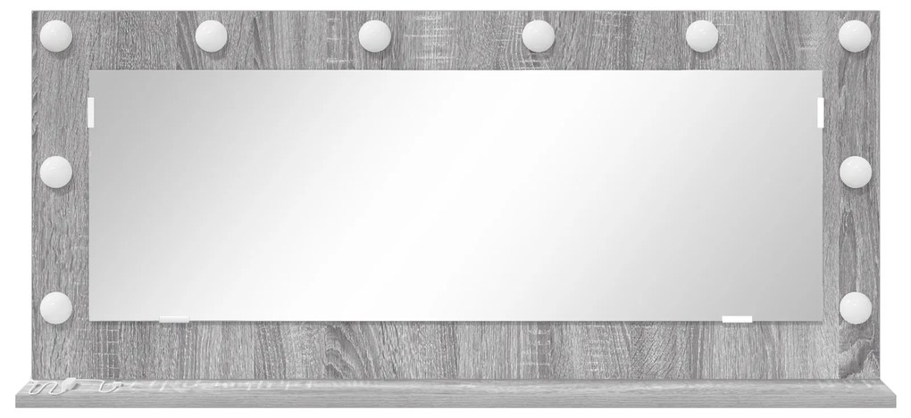 vidaXL Καθρέφτης Vanity με LED Φώτα Γκρι Σομπάνα 100x45x18 εκ