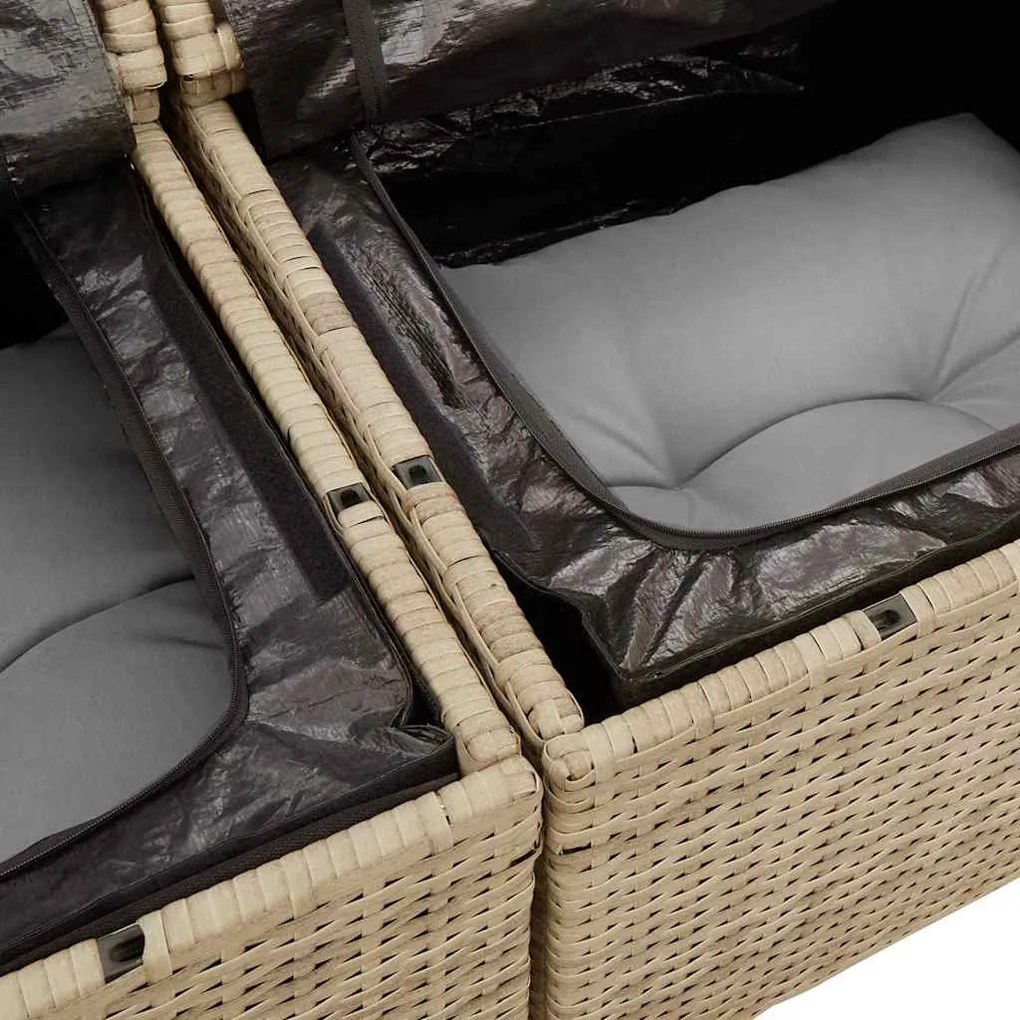 vidaXL Σετ Καναπέ Κήπου με μαξιλάρι 7 pcs Μπεζ, Γκρι 55 x 55 x 37 εκ
