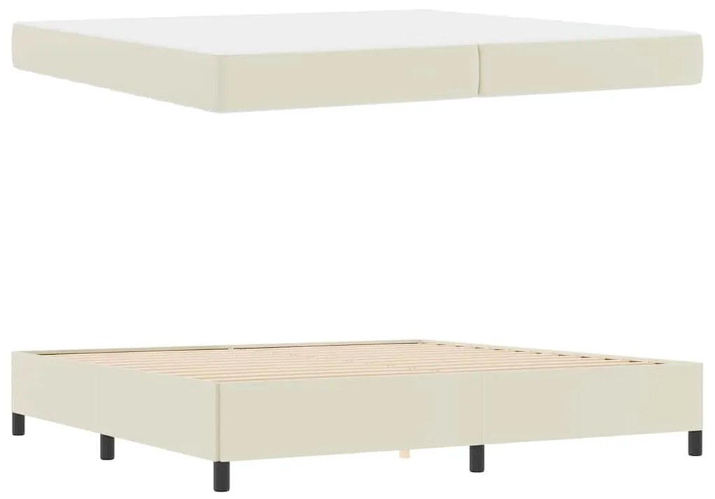 vidaXL Σκελετός κρεβατιού με στρώμα Κρεμ 200 x 200 cm Τεχνητό δέρμα
