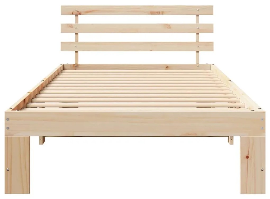 vidaXL Σκελετός Κρεβατιού Φυσικό 90 x 200 cm Στερεά ξυλεία πεύκου