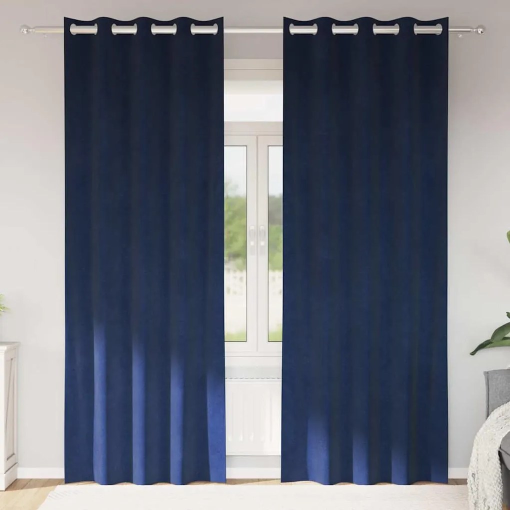 vidaXL Κουρτίνες με κουρτίνες 2 pcs Σκούρο Μπλε 140 x 225 cm Βελούδο