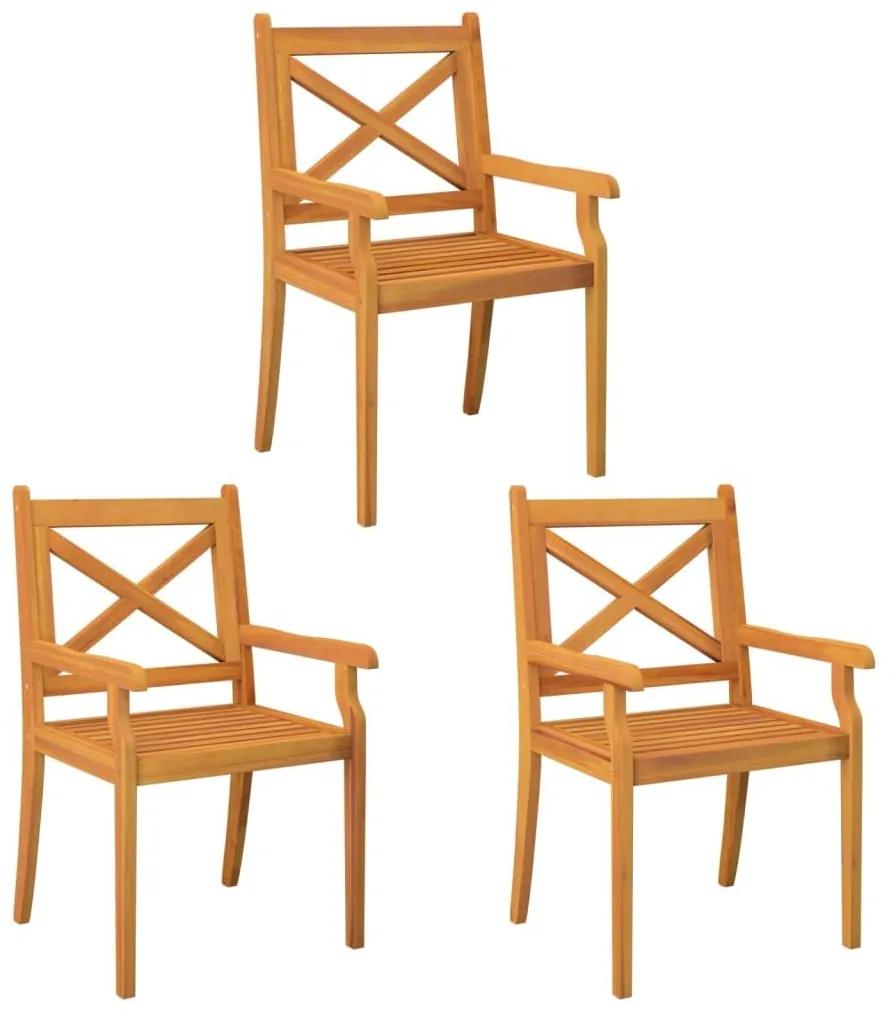 Καρέκλες Τραπεζαρίας Εξ. Χώρου 3 τεμ. Μασίφ Ξύλο Ακακίας - Καφέ