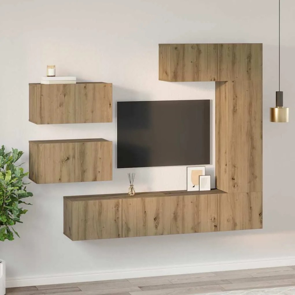 vidaXL Σετ επίπλου τηλεόρασης 6 pcs artisan δρυς 30.5 x 30 x 90 cm