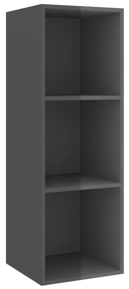 vidaXL Έπιπλο Τηλεόρασης Κρεμαστό Γυαλ. Γκρι 37x37x107 εκ. Επεξ. Ξύλο