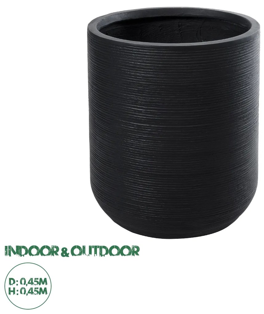 20694 GloboStar® Artificial Garden DAMASCUS 20694 Διακοσμητικό Πολυεστερικό Τσιμεντένιο Κασπώ Γλάστρα - Flower Pot Μαύρο Φ45 x Υ45cm