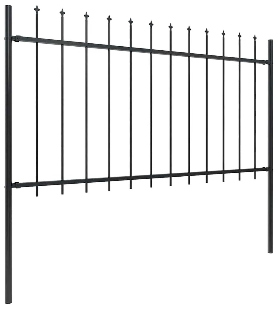 vidaXL Φράχτης Κήπου με Κορυφή Δόρυ από Ατσάλι 892,5 x 100 εκ. Μαύρος