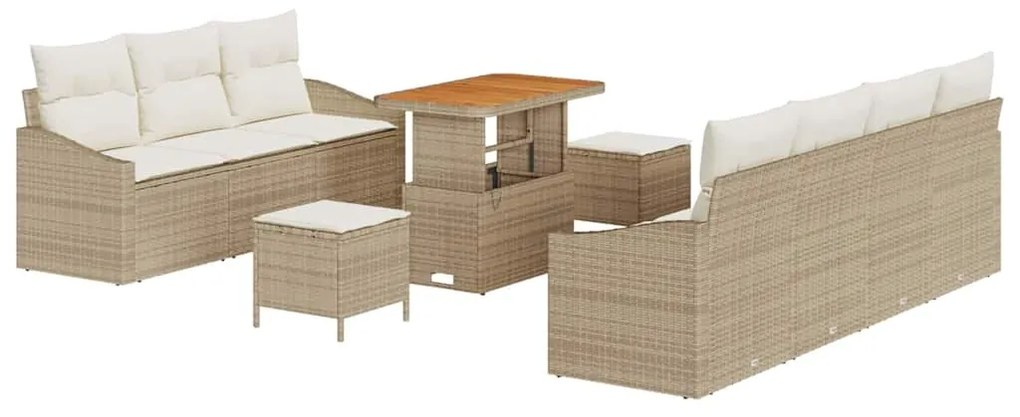 vidaXL Σετ Καναπέ Κήπου με μαξιλάρι με μαξιλάρι 10 pcs Μπεζ και Κρέμα