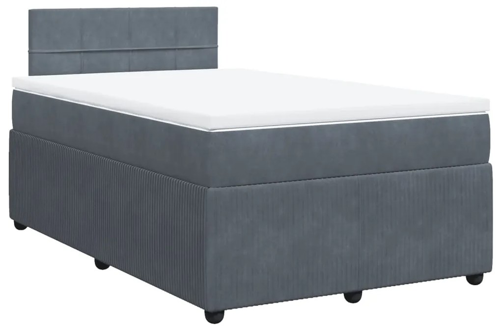 vidaXL Κρεβάτι Boxspring με Στρώμα Σκούρο Γκρι 120x200 εκ. Βελούδινο